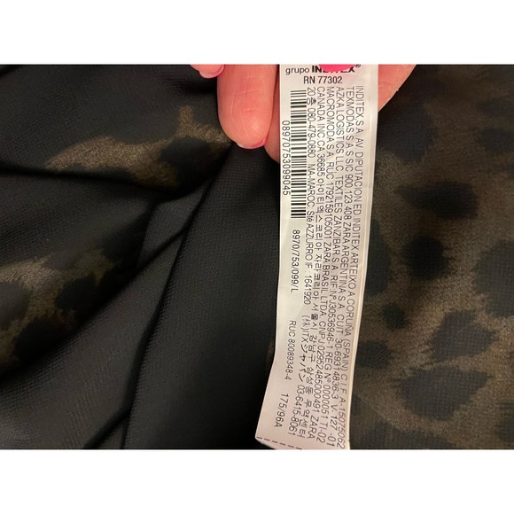 Zara Leopard Animal Print Midi Dress Surplice V-Neck Size Large - Picture 11 of 11